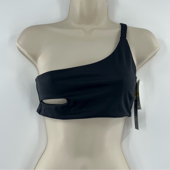 Joues de Sable Swim NWT Emmy One Shoulder Bikini Top in Noir/Black size Medium - Picture 4 of 8